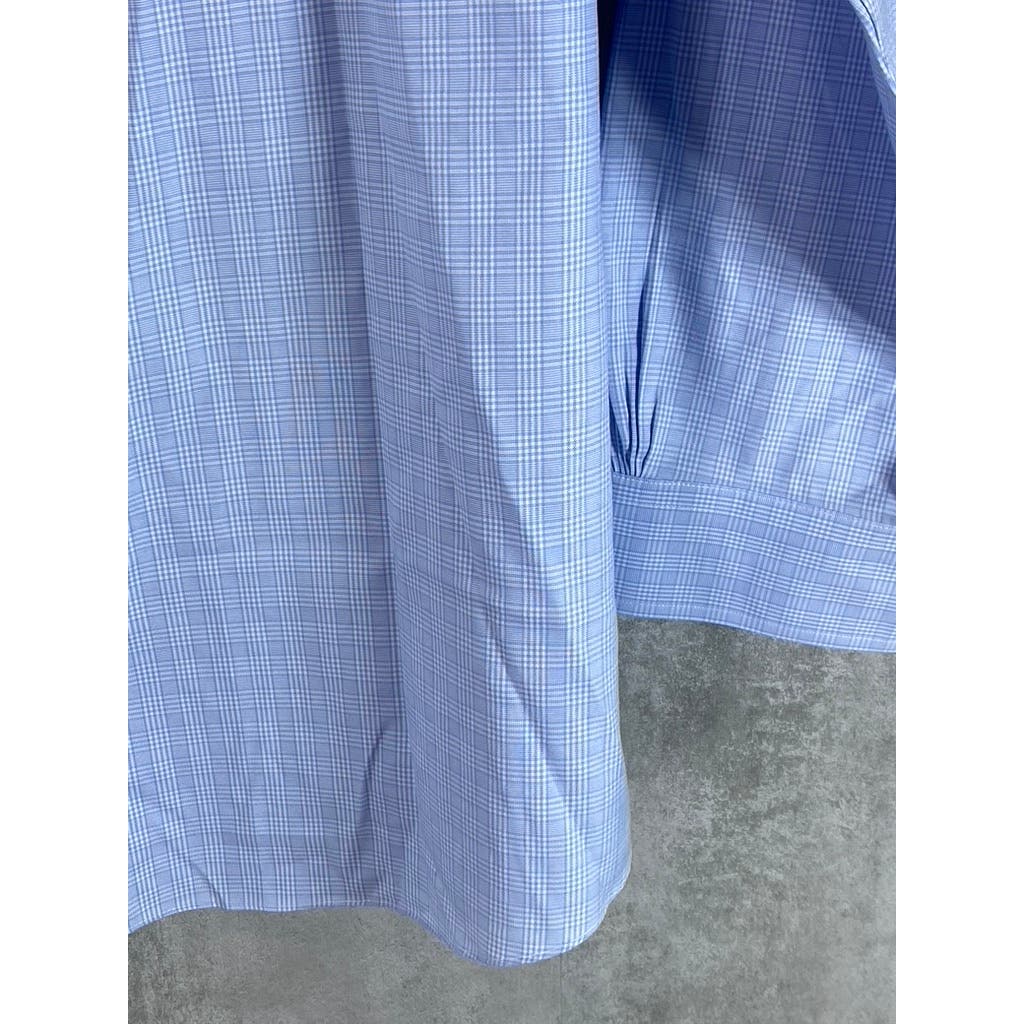 BROOKS BROTHERS Men's Light Blue Mini Check Regular-Fit Dress Shirt SZ 17-35