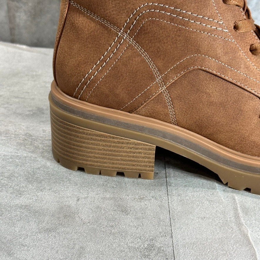 NATURALZIER Women's Tan Abbott Round-Toe Side-Zip Stacked Block-Heel Boots SZ 10