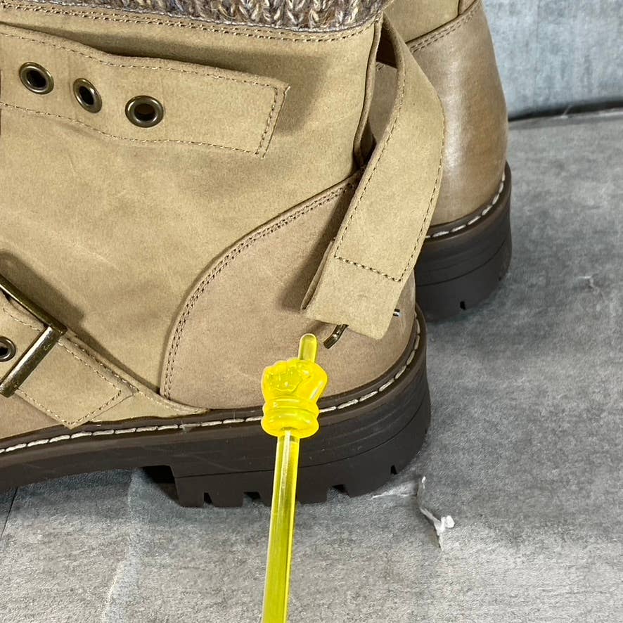 CLIFFS By WHITE MOUNTAIN Women's Natural/Fabric Marlee Lace-Up Boots SZ 8