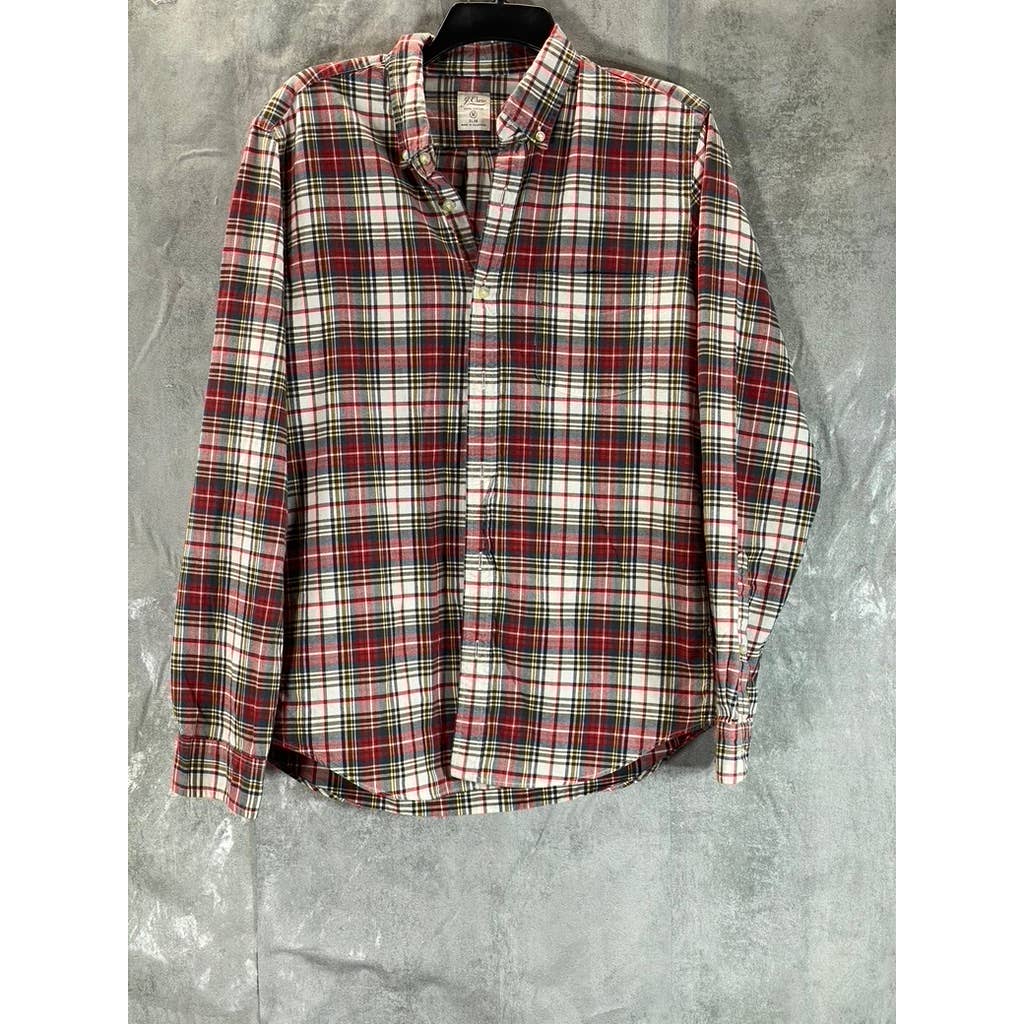 J.CREW Men's Red Plaid Slim Button-Up Long Sleeve Shirt SZ M