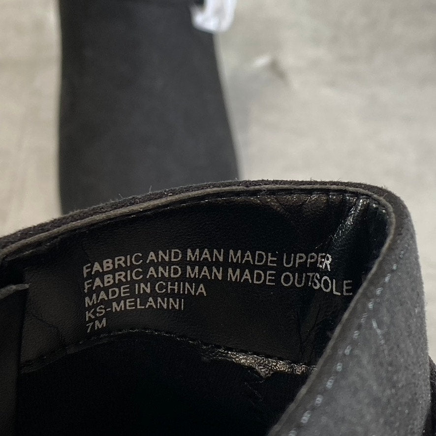 KAREN SCOTT Women's Black Microsuede Melanni Almond-Toe Slip-On Booties SZ 7