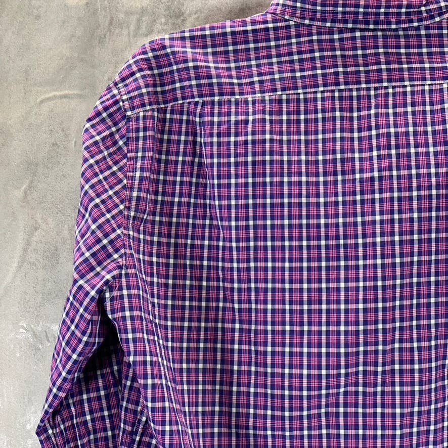 J.CREW Men's Blue/Red Gingham Slim-Fit Lightweight Button-Up Shirt SZ M