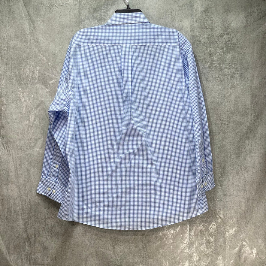 CLUB ROOM Light Blue Classic/Regular Fit Check Dress Shirt SZ 17 32/33