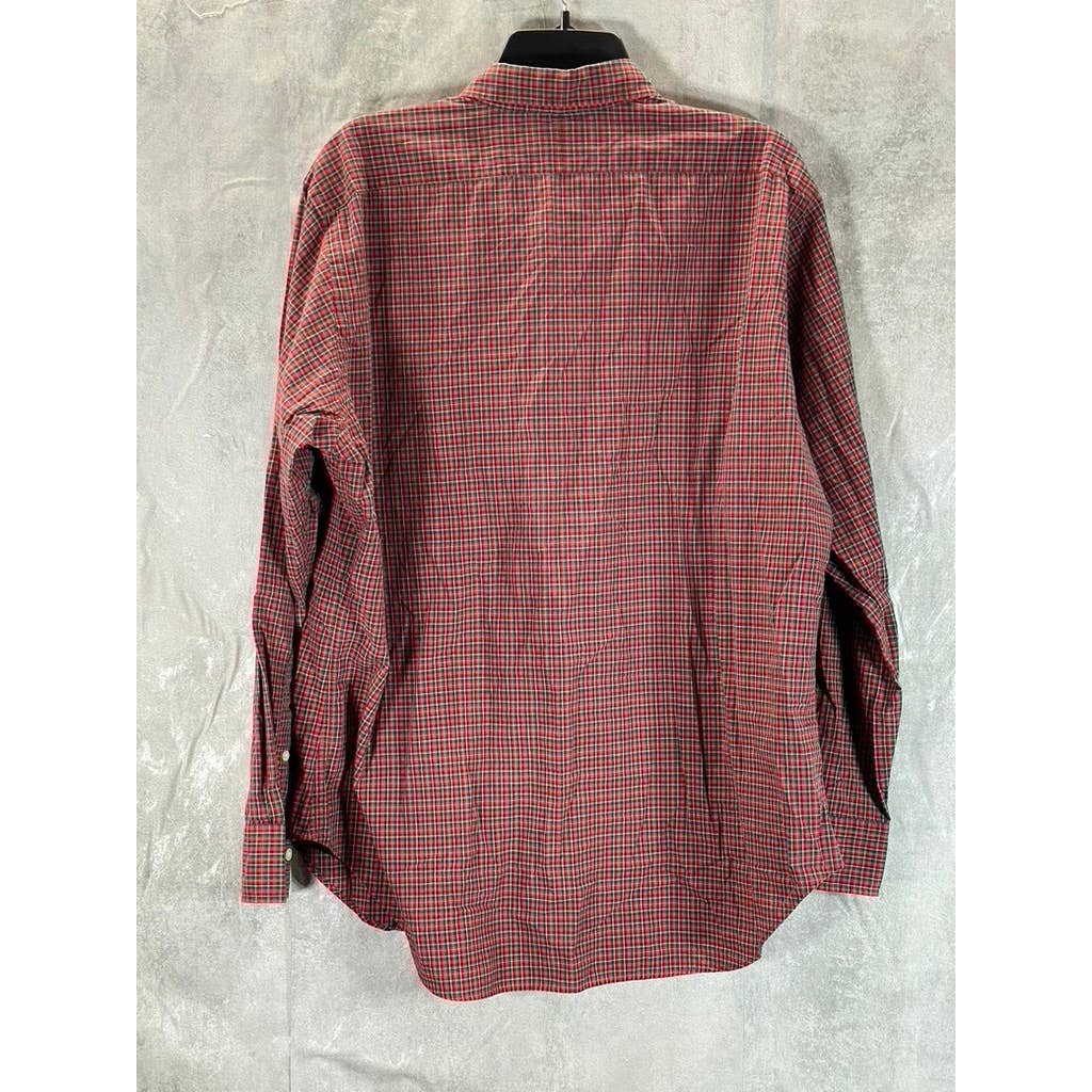 LAUREN RALPH LAUREN Men's Red Plaid Cotton Button-Down Long-Sleeve Shirt SZ 16.5