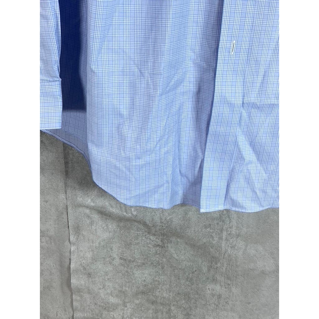 BROOKS BROTHERS Men's Light Blue Mini Check Regular-Fit Dress Shirt SZ 17-35