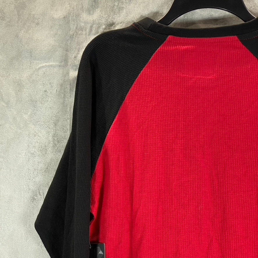 GALAXY BY HARVIC Men's Black/Red Two-Tone Crewneck Raglan Thermal T-Shirt SZ M