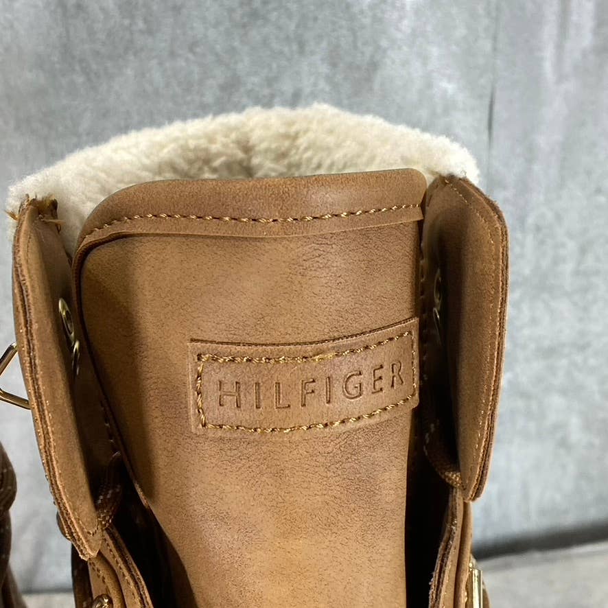 TOMMY HILFIGER Women's Dark Brown Rainah Faux-Leather Faux-Fur Duck Boots SZ 10