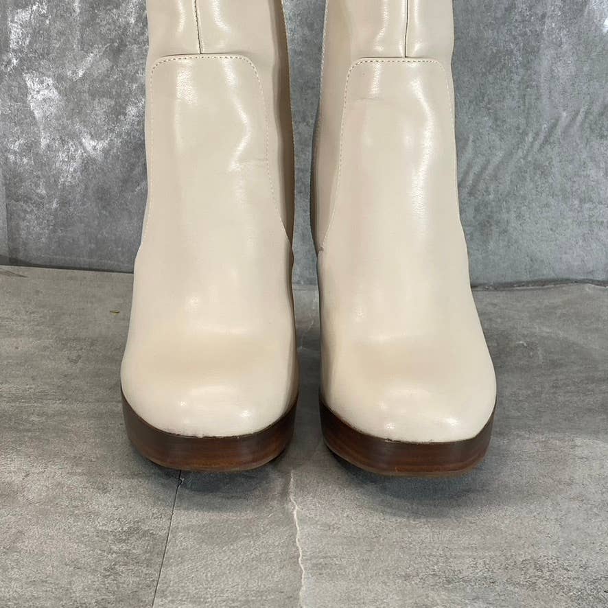 DV By Dolce Vita Women's Ivory Marigold Side-Zip Stacked-Heel Platform Boots SZ9