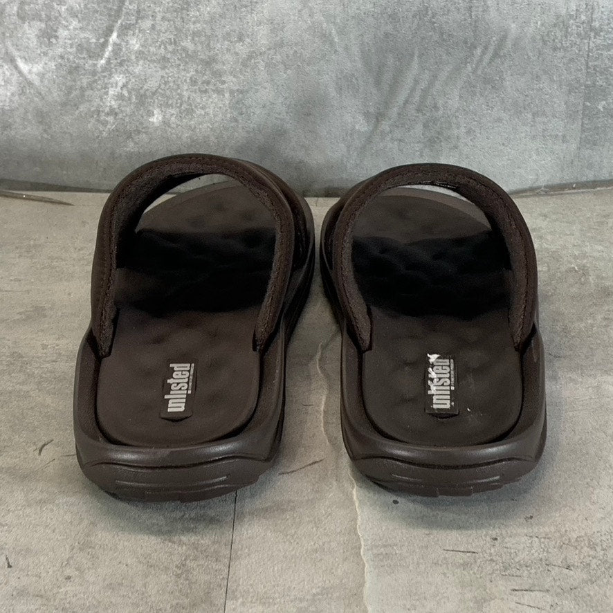 UNLISTED BY KENNETH COLE Men's Dark Brown Quinn Quilted Slide Sandals SZ 12/13