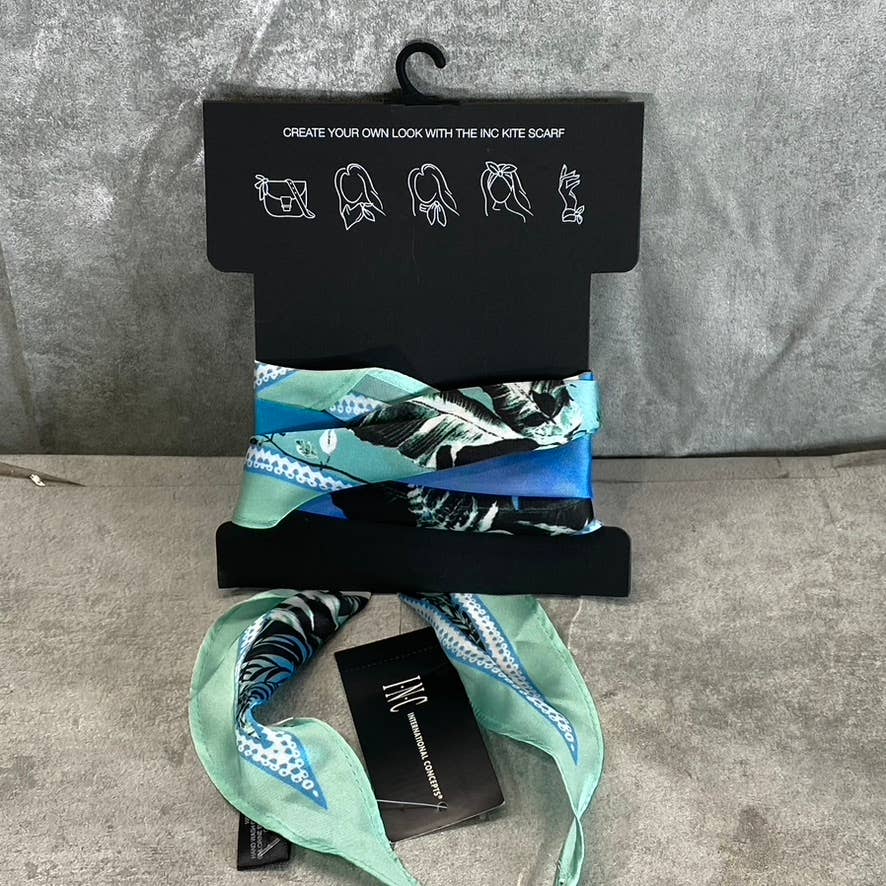 INC INTERNATIONAL CONCEPTS Women's Turquoise Palm-Print Kite Scarf SZ OS