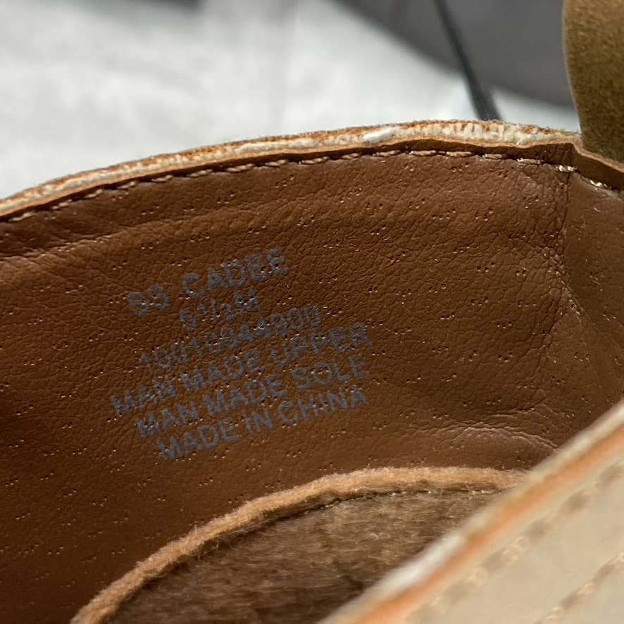 SUN+STONE Women's Tan Cadee Memory Foam Slip-On Block Heel Ankle Booties SZ 5.5