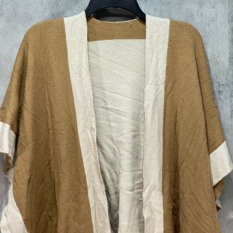 CHARTER CLUB Solid Tan Knit Reversible Poncho OS