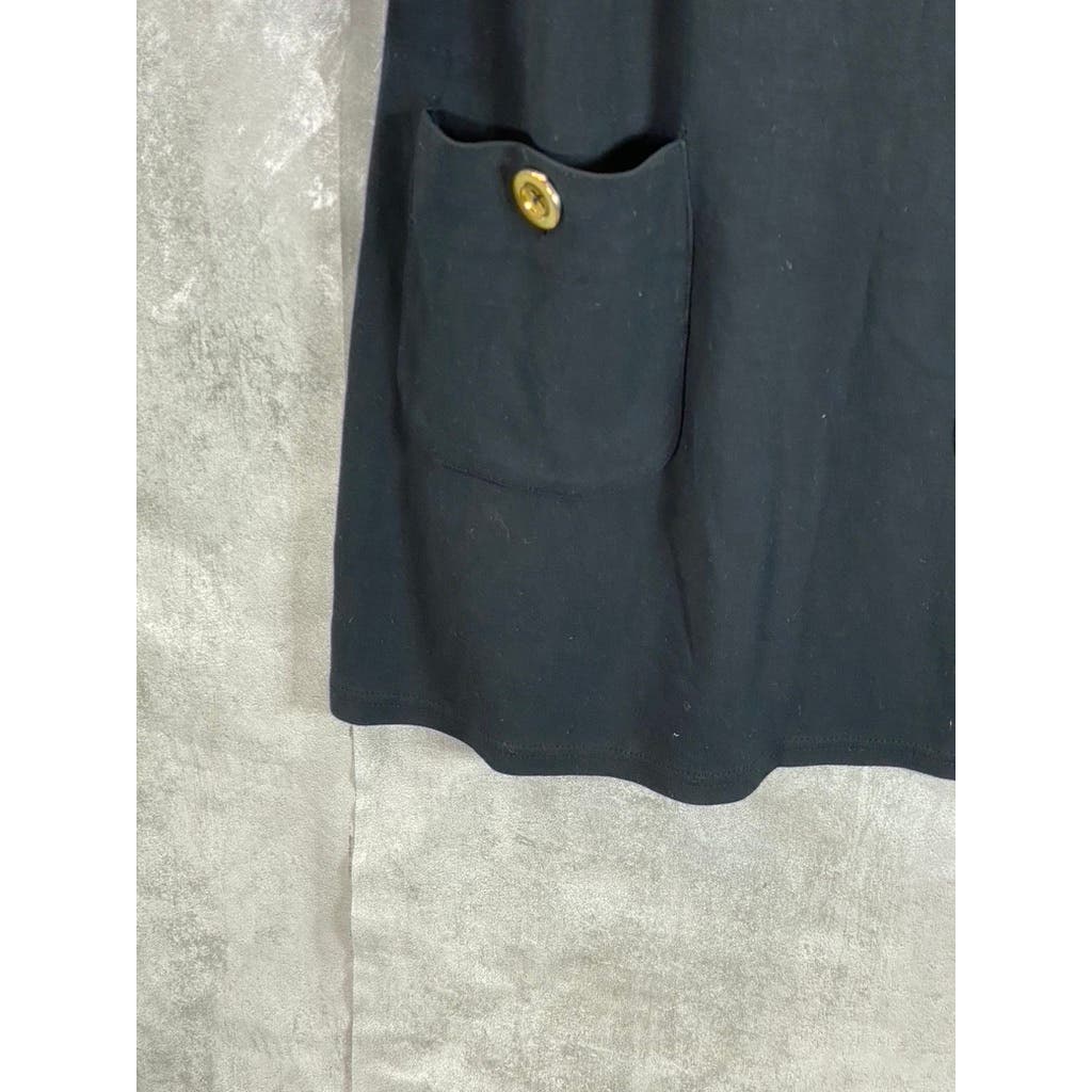 STS SAIL TO SABLE Women's Navy Crewneck Button-Shoulder Long Sleeve Dress SZ S