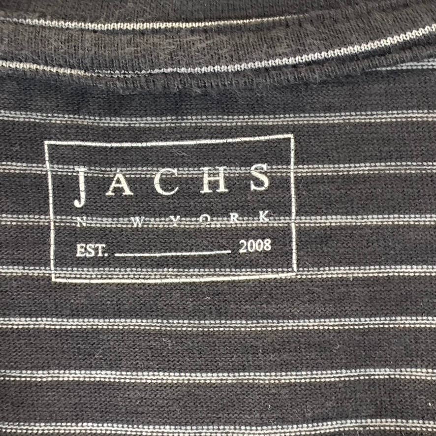 JACHS NEW YORK Men's Black Striped Classic-Fit Long-Sleeve Henley Shirt SZ S