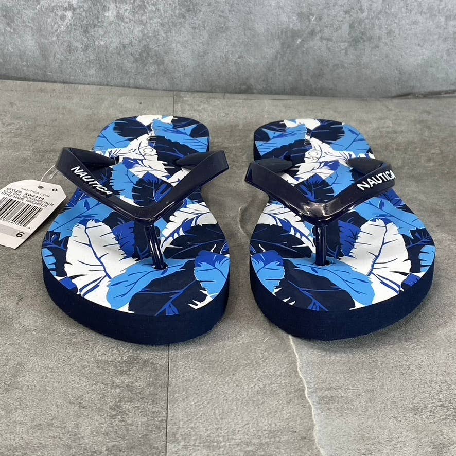 NAUTICA Women's Navy/White Palm Hatcher 25 Slip-On Flop Flop Sandals SZ 6