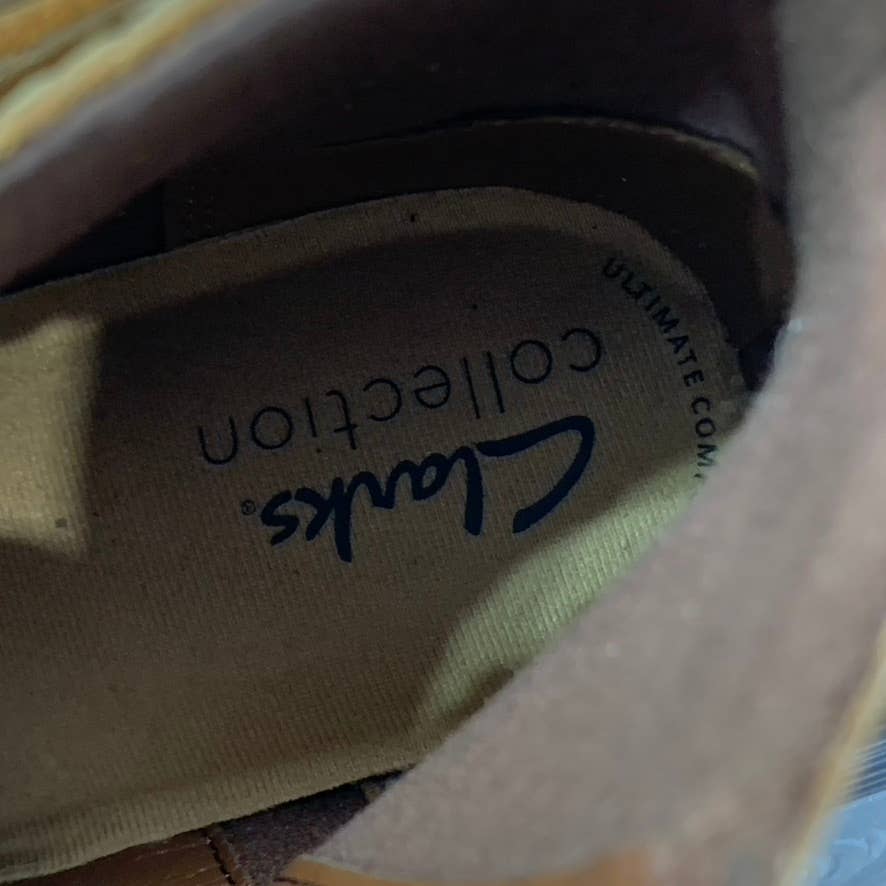 CLARKS Collection Women's Dark Tan Leather Maye Strap Ankle Boots SZ 8.5