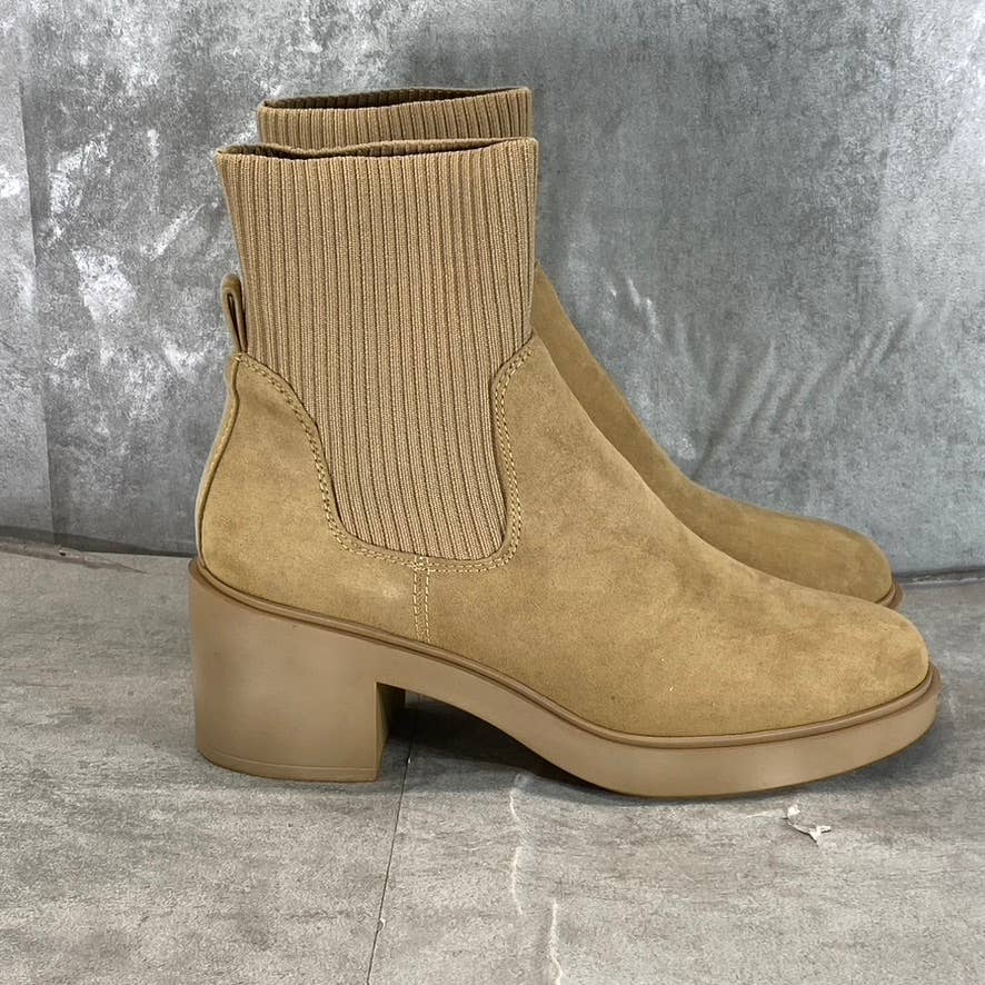 ANNE KLEIN iFlex Women's Dark Natural Faria Round-Toe Block-Heel Boots SZ 8.5