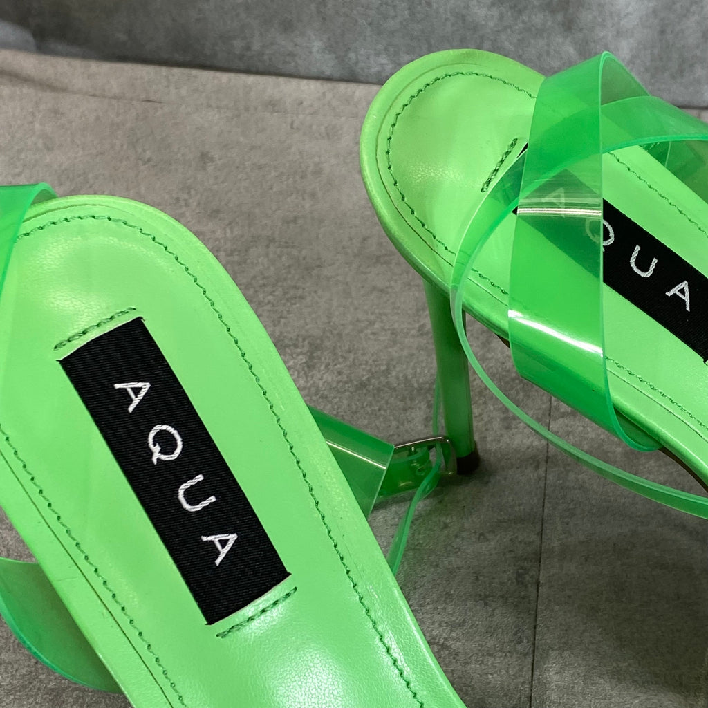 AQUA Women's Green Milan Ankle-Strap Pointed-Toe Stiletto Sandals SZ 9