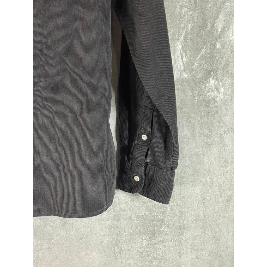 MADEWELL Men's Black Coal Perfect Fit Corduroy Button-Up Long-Sleeve Shirt SZ M