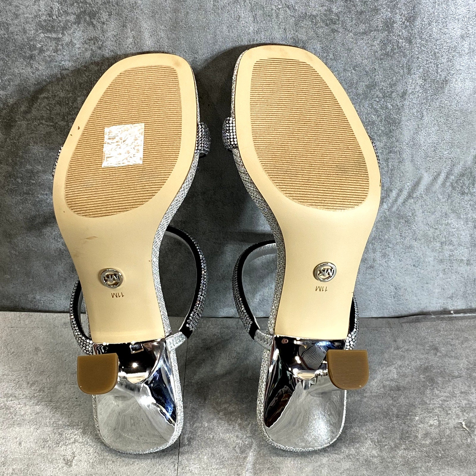 MICHAEL MICHAEL KORS Women's Silver Rhinestone Embellished Clara Dress Sandals