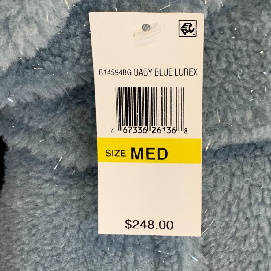 BCBGeneration Baby Blue Lurex Faux Fur Speckled Mid-Length Teddy Coat SZ M