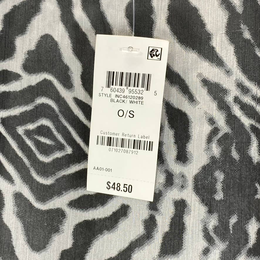 INC INTERNATIONAL CONCEPTS Women's Black/White Zebra Topper SZ OS