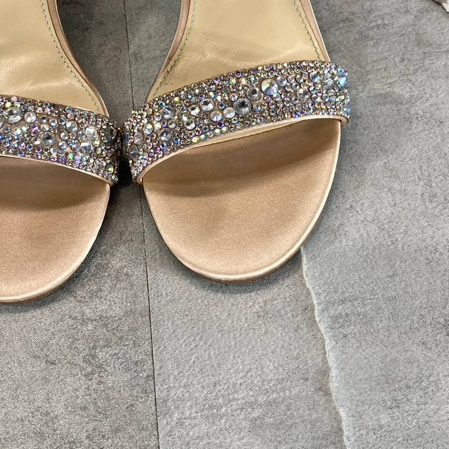 BLUE By BETSEY JOHNSON Women's Champange Mari Rhinestone Block-Heel Sandal SZ5.5