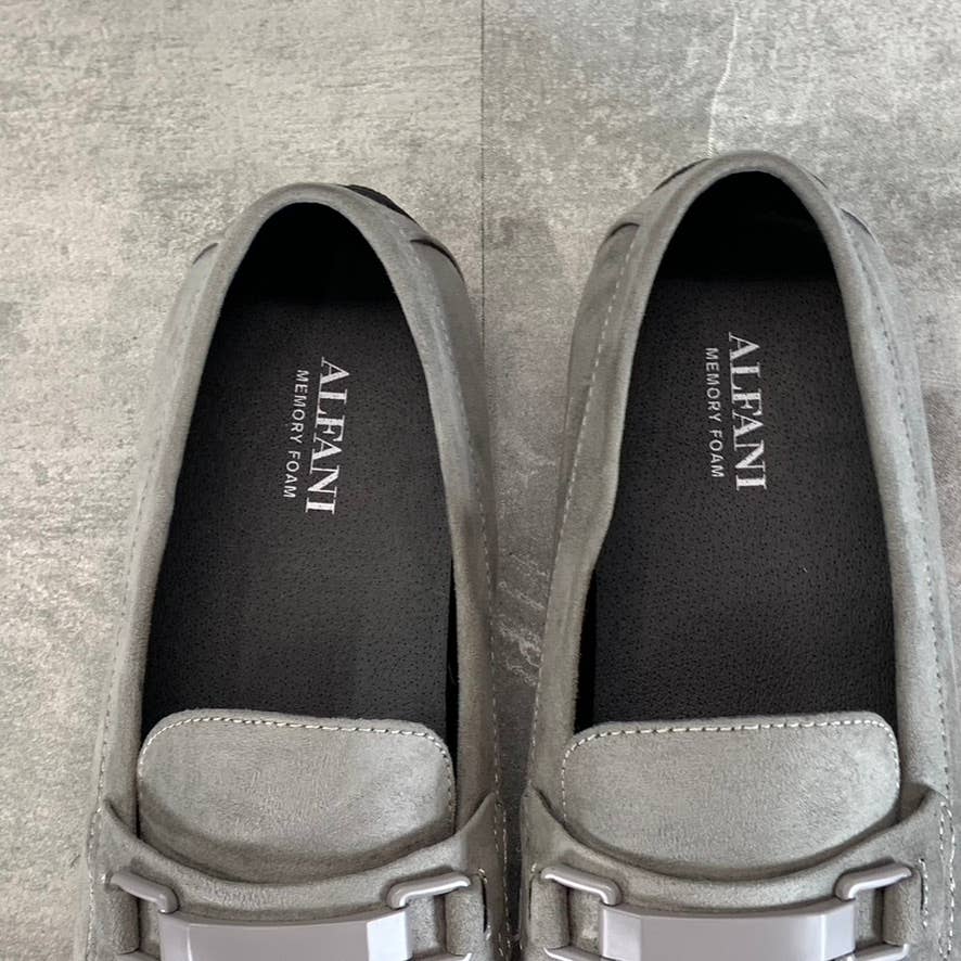 ALFANI Men's Light Grey Egan Faux-Suede Slip-On Moc-Toe Driver Loafers SZ 9