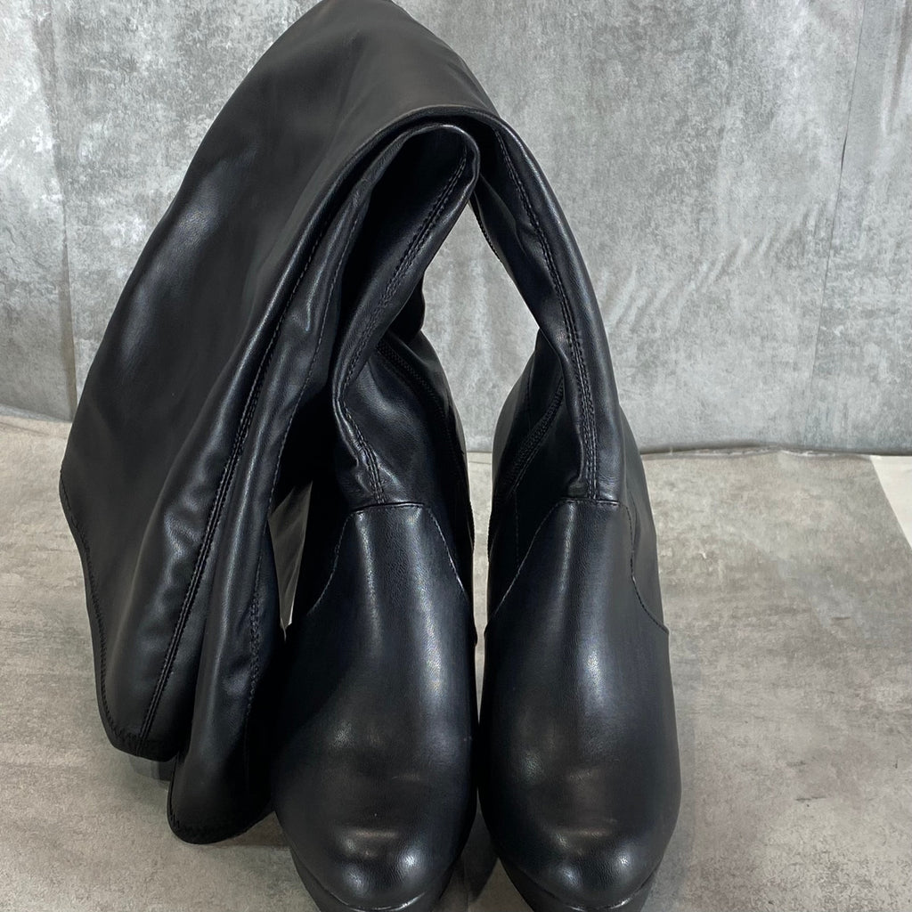 THALIA SODI Women's Black FauxLeather Clarissa Over-The-Knee Stiletto Boot SZ6.5