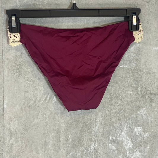 MOSSIMO Burgundy Sea Side Embroidered Moderate Coverage Bikini Bottom SZ S