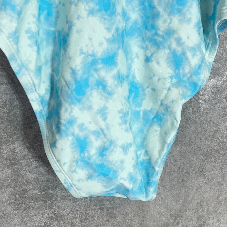 VICIOUS YOUNG BABES Light Blue Tie-Dye Front Cutout Tie-Dye One-Piece Swimsuit SZ S