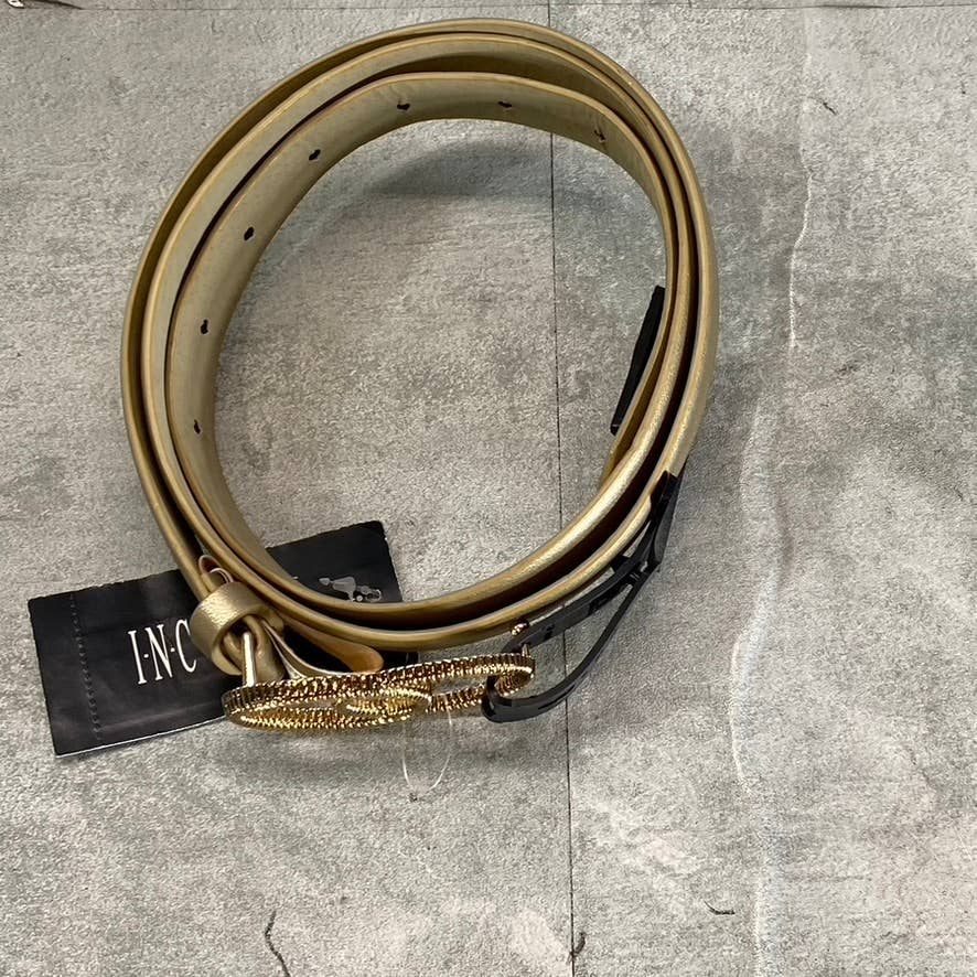 INC INTERNATIONAL CONCEPTS Women's Gold Textured Double-Circle Buckle Belt SZ XL