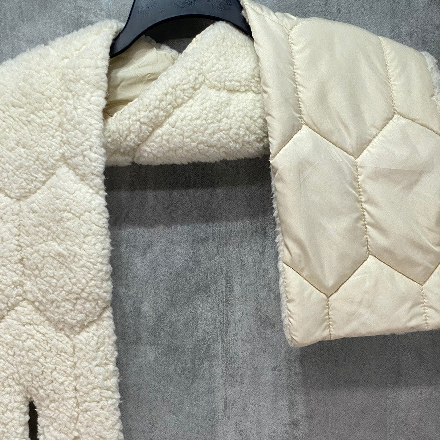 INC INTERNATIONAL CONCEPTS Cream Quilted Faux-Fur Puffer Muffler Scarf OS