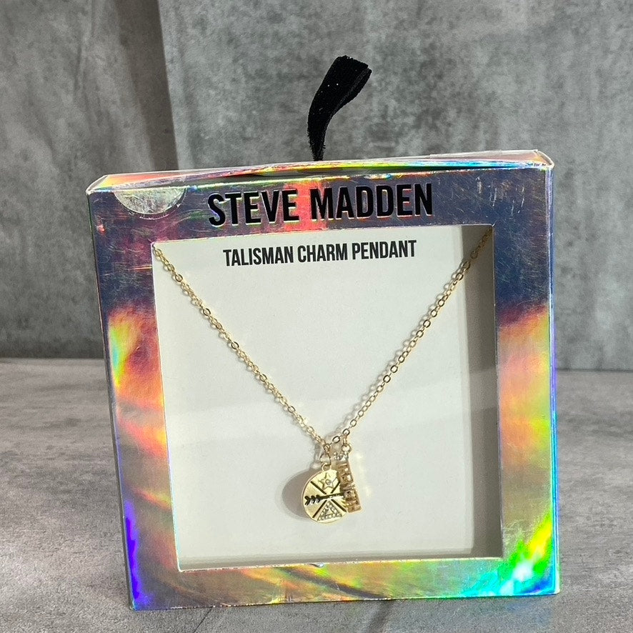 STEVE MADDEN Women's Gold Plated Talisman Strength Charm Pendant