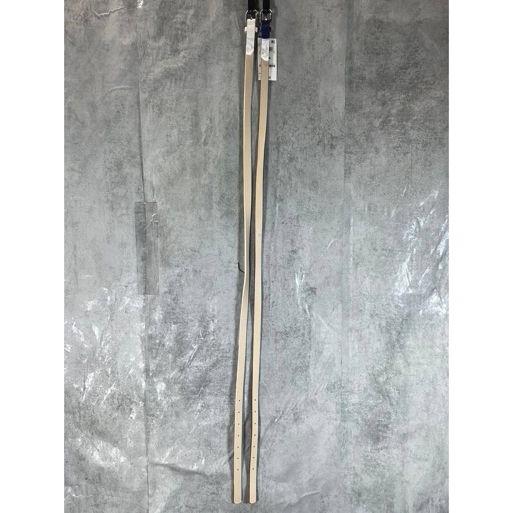 INC INTERNATIONAL CONCEPTS Women's White/Navy 2pc Solid Snake Belt Set SZ L