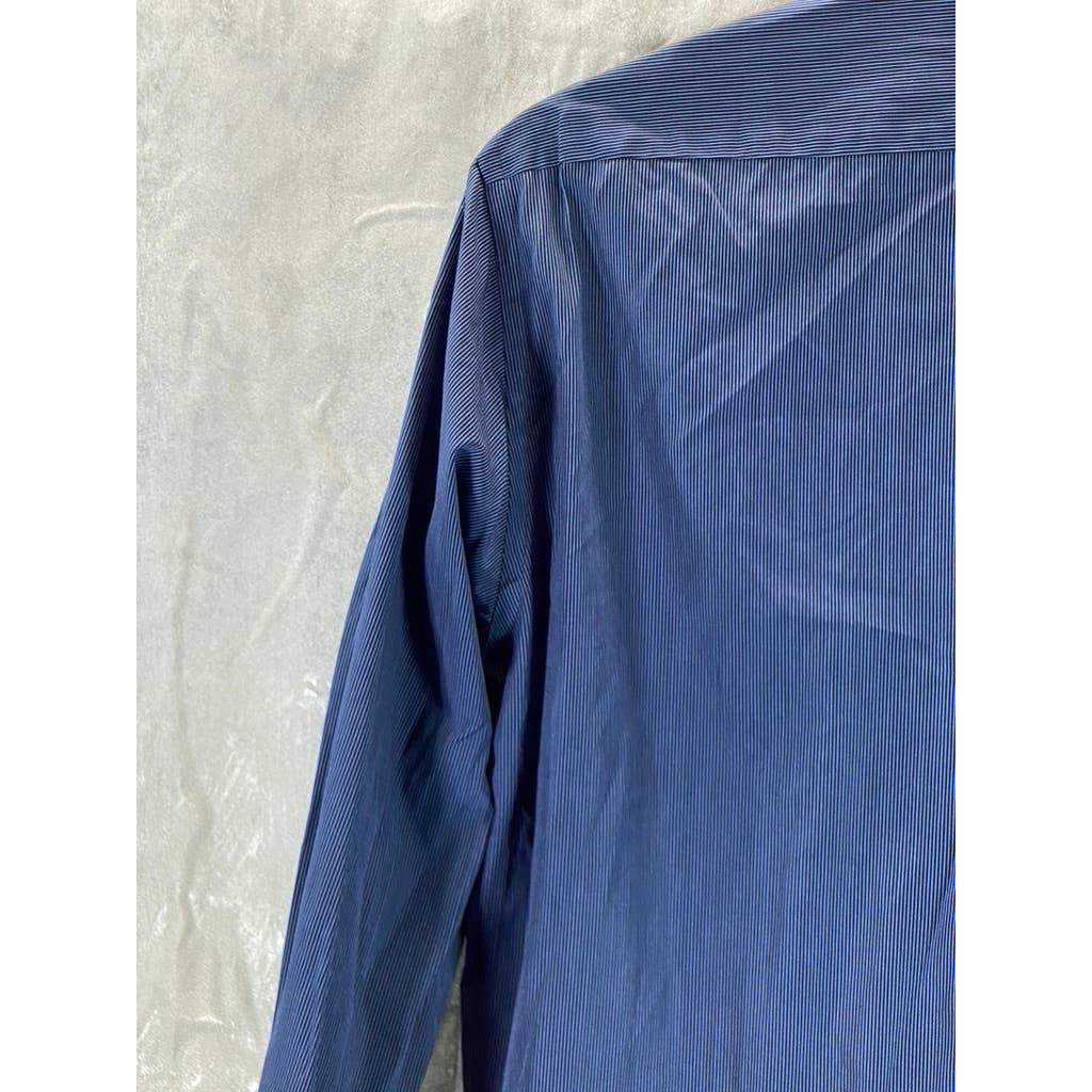 BOSS HUGO BOSS Men's Navy Pinstripe Button-Up Long-Sleeve Dress Shirt SZ16 32/33
