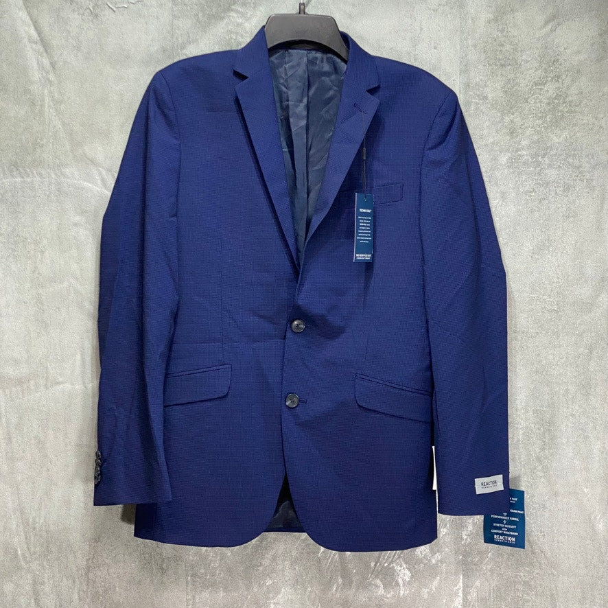 REACTION KENNETH COLE Blue Slim-Fit Mini Check Regular Suit Jacket SZ 36R