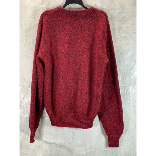 LANDS' END Men's Tall Vintage Red Marble Wool Blend Crewneck Sweater SZ L/T