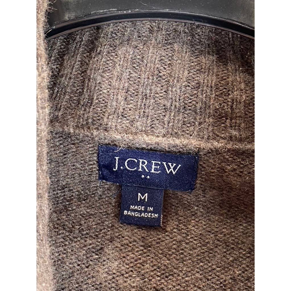 J.CREW Men's Brown Lambswool Shawl-Collar Pullover Sweater SZ M