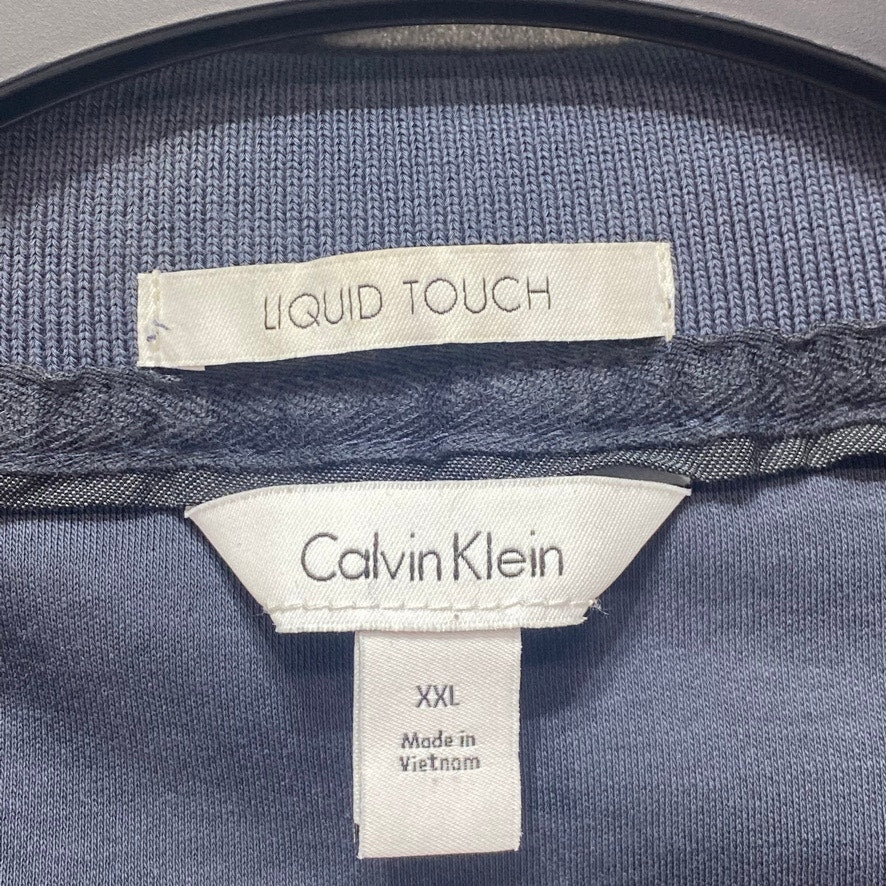 CALVIN KLEIN Grey Liquid Touch Interlock Short Sleeve Polo Shirt SZ 2XL