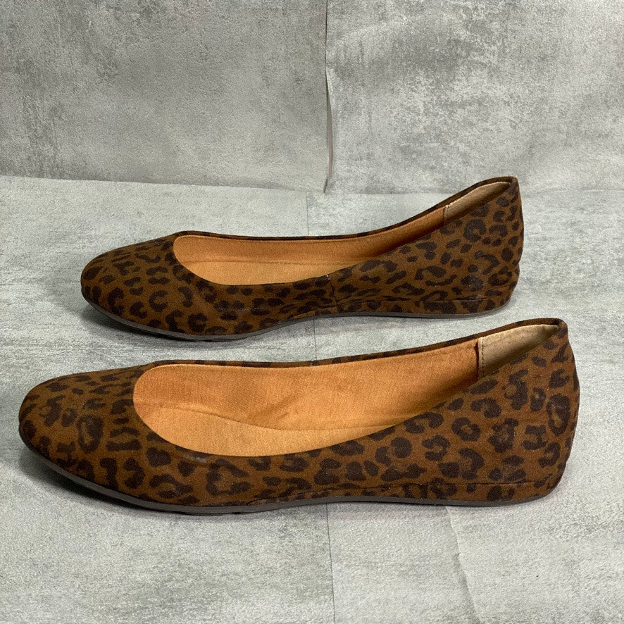 SUN + STONE Brown Leopard Print Eliana Slip-On Flats SZ 8