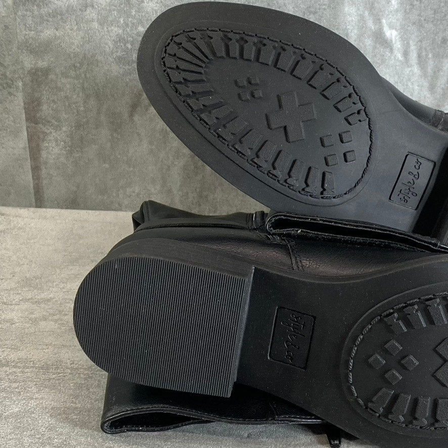 STYLE & CO Women's Black Marliee Full Side-Zip Round-Toe Tall Riding Boots SZ7.5