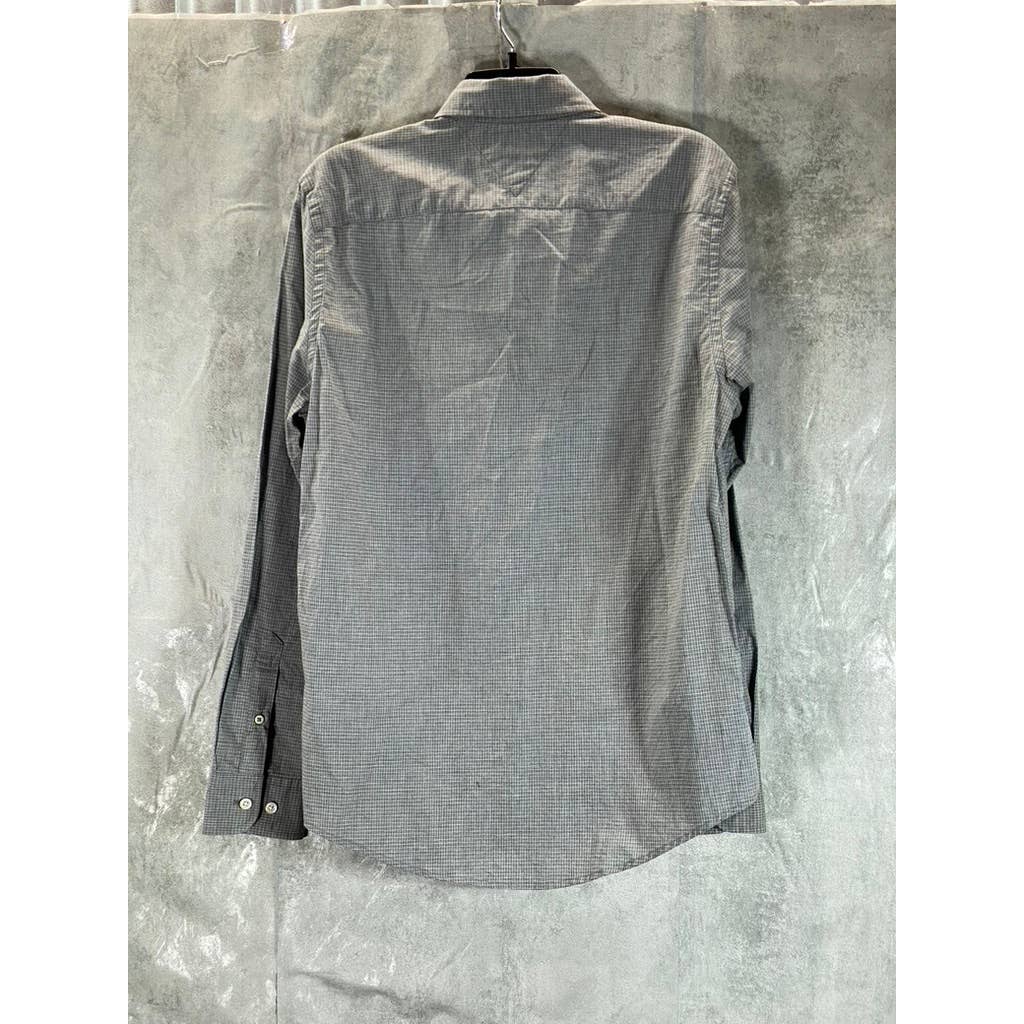 TOMMY HILFIGER Men's Gray Gingham New York Fit Button-Up Long Sleeve Shirt SZ M
