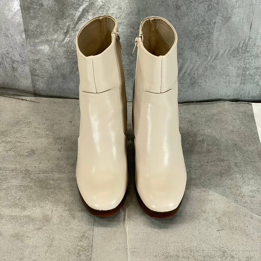 DV By Dolce Vita Women's Ivory Marigold Side-Zip Stacked-Heel Platform Boots SZ9