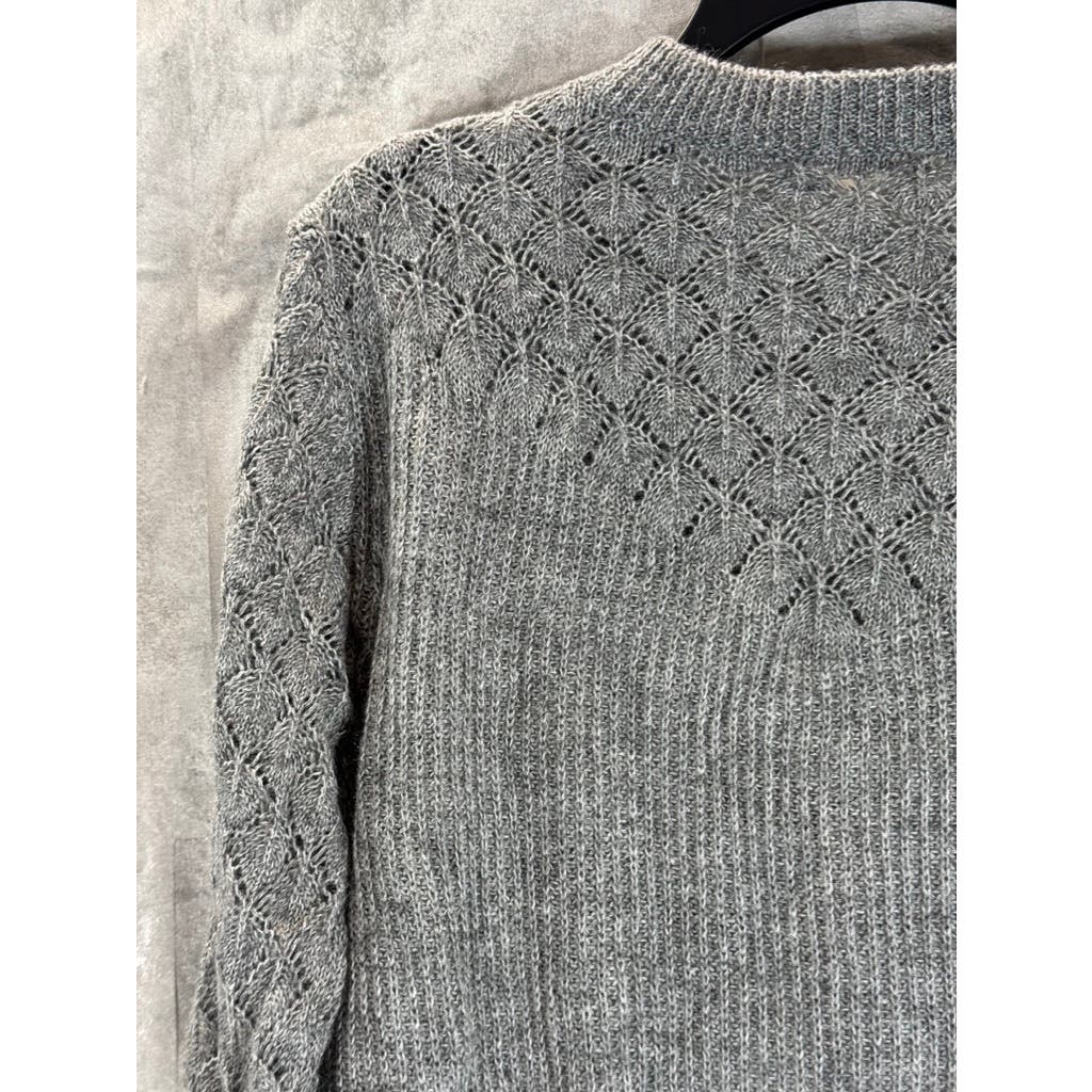 BOHME Women's Gray Detailed Crewneck Long Sleeve Pullover Sweater SZ XS