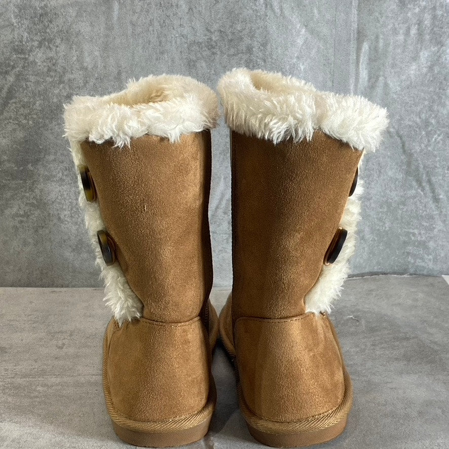 SUGAR Women's Cognac Marty Cozy Faux Fur Memory Foam Pull-On Boots SZ 7