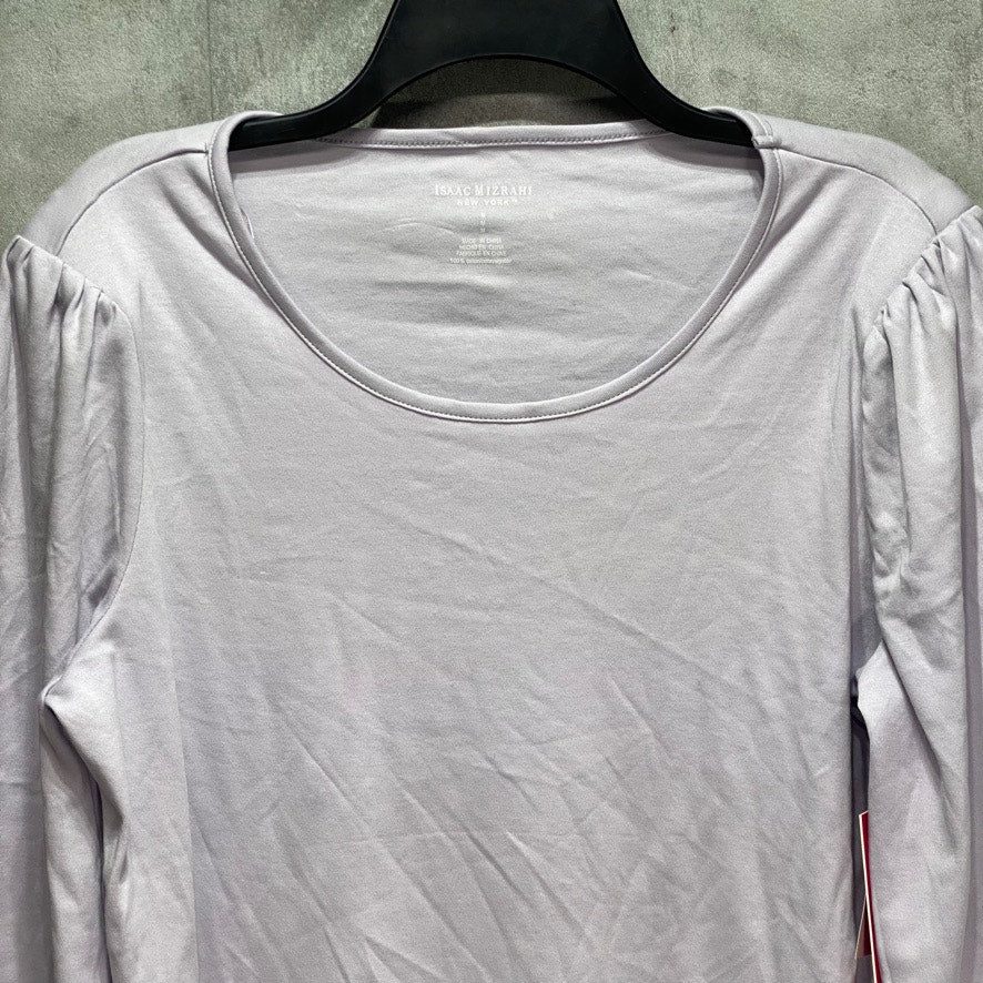 ISAAC MIZRAHI Light Lavender Boat Neck 3/4 Sleeve Top SZ M