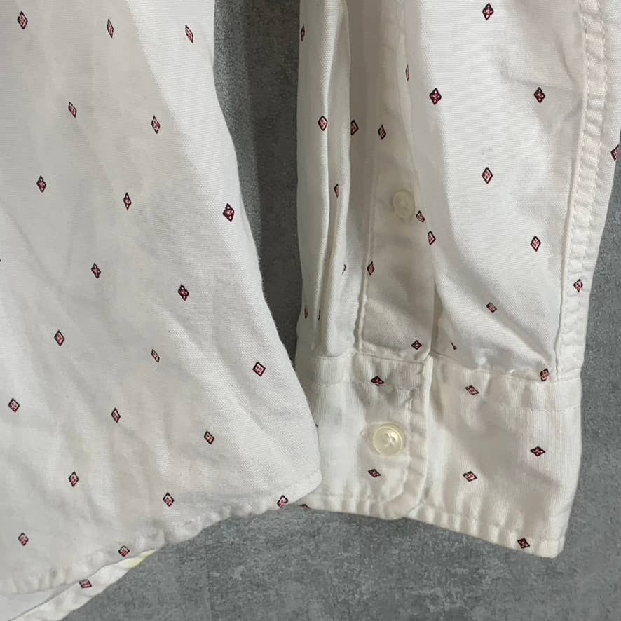 AMERICAN EAGLE Men's White Geometric Print Button-Up Long-Sleeve Shirt SZ S