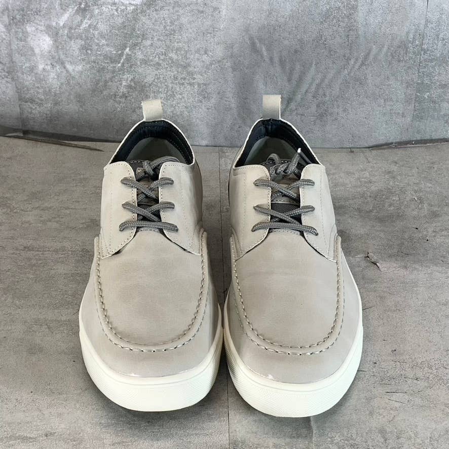 RESERVED FOOTWEAR NEW YORK Men's Gray Faux-Leather Kona Lace-Up Boat Shoe SZ10.5