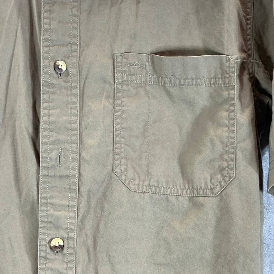 EDDIE BAUER Men's Brown Cotton Short-Sleeve Button-Up Shirt SZ S